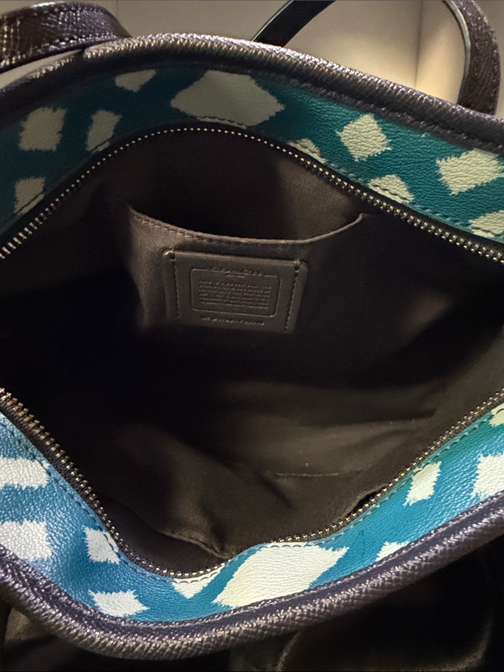 NWOT Coach Geometric Mini Tote Bag Zip-Top in Teal/White Wild Plaid - Picture 6 of 14